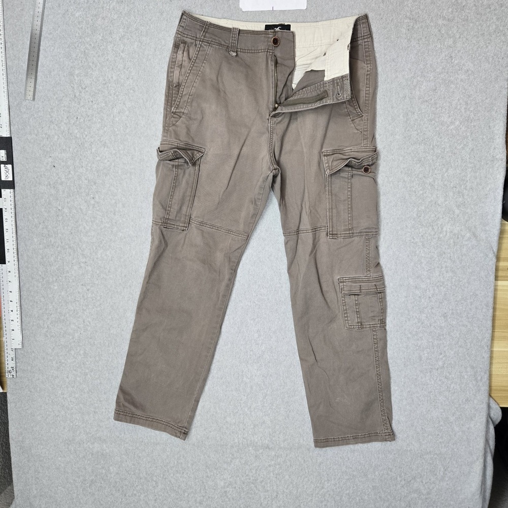 Hollister Men Pants 32X32 Brown Cargo Twill Button 28" Inseam Outdoor